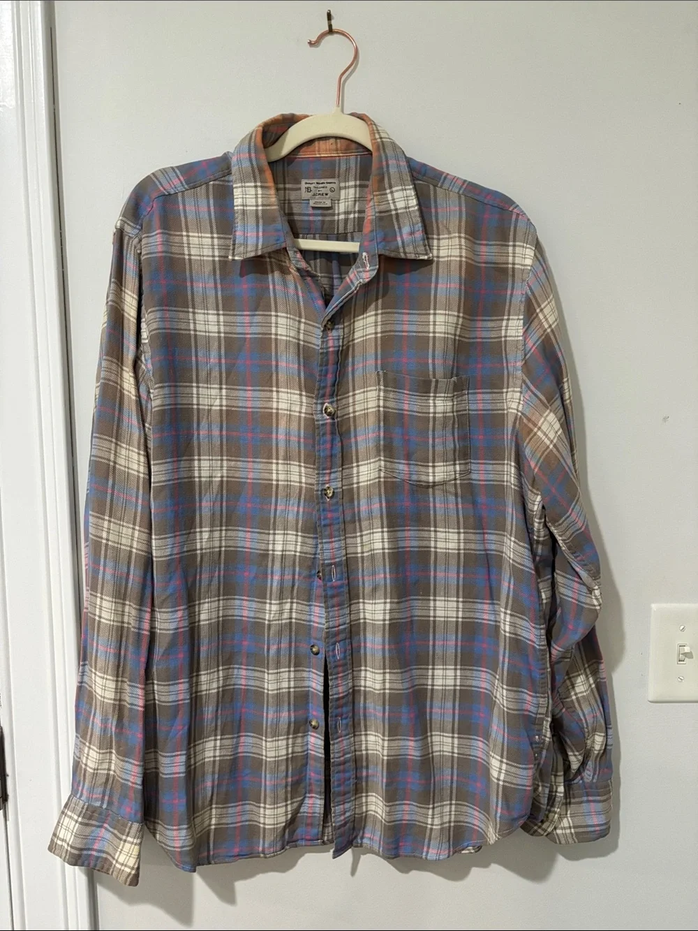 J. Crew Men's Lightweight Plaid Button-Down Shirt in Gray, Blue, and Cream
